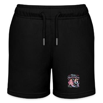 This Mermaid Is 6 Girls 6th Birthday - Kids Organic Sweat Shorts by Stanley/Stella - black - Front