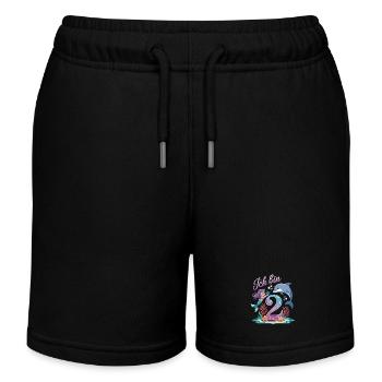 I'm 2 Mermaids Girl 2nd Birthday - Kids Organic Sweat Shorts by Stanley/Stella - black - Front