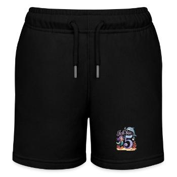 I'm 5 Mermaids Girl 5th Birthday - Kids Organic Sweat Shorts by Stanley/Stella - black - Front