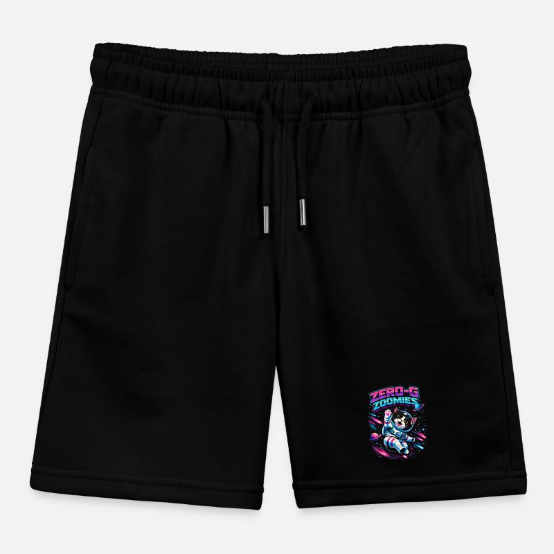 Null-G Zoomies | Astro Cat Space Humor Kids Organic Sweat Shorts by Stanley/Stella