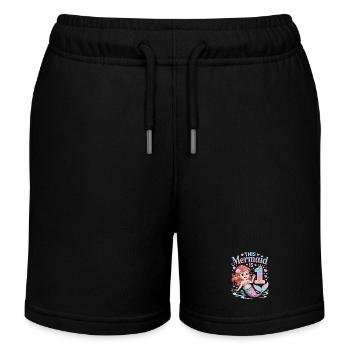 Mermaid 1st Birthday 1 Year - Kids Organic Sweat Shorts by Stanley/Stella - black - Front