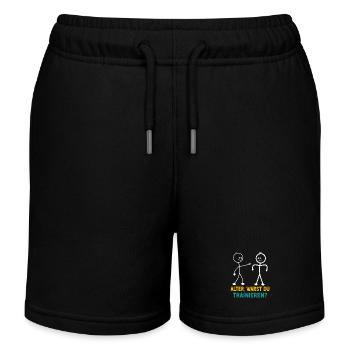 Strichmännchen WARST DU TRAINIEREN LUSTIG - Kinder Organic Joggingshorts Mini Bolter von Stanley/Stella - Schwarz - Vorne