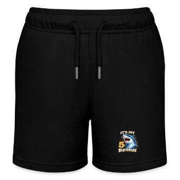 ITS MY 5 BIRTHDAY Shark Birthday - Kids Organic Sweat Shorts by Stanley/Stella - black - Front