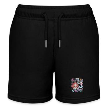 Meerjungfrau 3. Geburtstag 3 Jahre - Kinder Organic Joggingshorts Mini Bolter von Stanley/Stella - Schwarz - Vorne