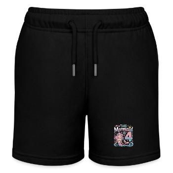 Mermaid 4th Birthday 4 Years - Kids Organic Sweat Shorts by Stanley/Stella - black - Front
