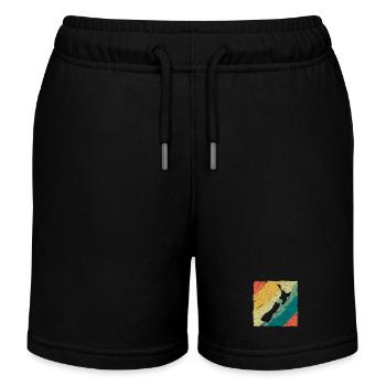 New Zealand Land Map Retro Logo Vintage NZ - Kids Organic Sweat Shorts by Stanley/Stella - black - Front