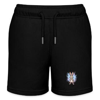 Verstörter Hase mit Farbspritzer - Kinder Organic Joggingshorts Mini Bolter von Stanley/Stella - Schwarz - Vorne