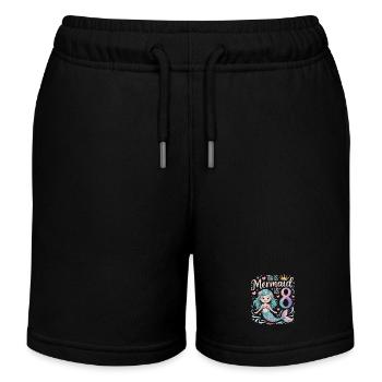 Mermaid 8th Birthday 8 Years - Kids Organic Sweat Shorts by Stanley/Stella - black - Front