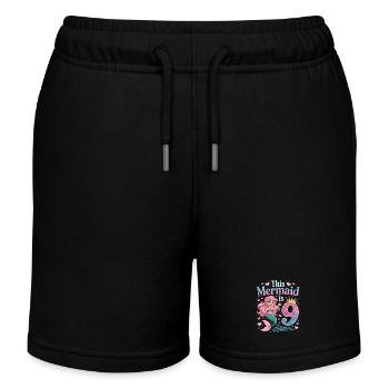 Mermaid 9th Birthday 9 Years - Kids Organic Sweat Shorts by Stanley/Stella - black - Front