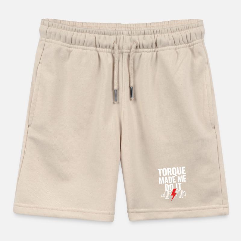 TORQUE MADE ME DO IT Strength Training Saying Kids Organic Sweat Shorts by Stanley/Stella