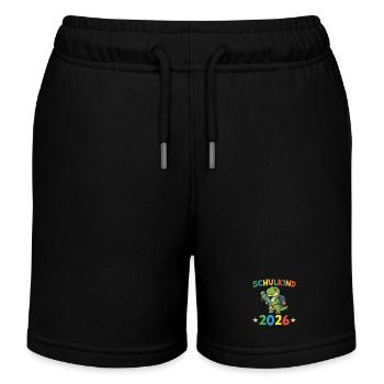 School Child 2026 Dino School Enrollment Back to School - Kids Organic Sweat Shorts by Stanley/Stella - black - Front