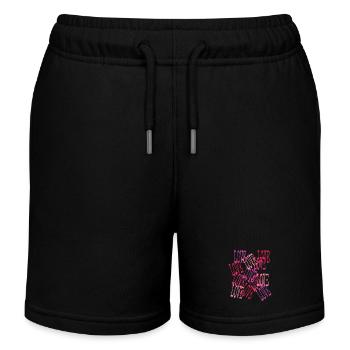 Love Cascading Romantic Lettering - Kids Organic Sweat Shorts by Stanley/Stella - black - Front