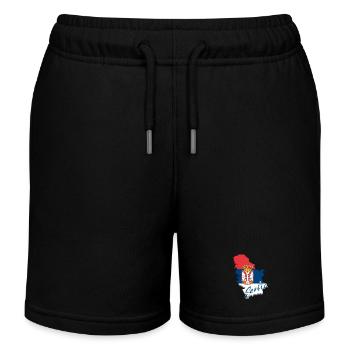 Karte mit der Flagge Serbiens, ich liebe Serbien - Kinder Organic Joggingshorts Mini Bolter von Stanley/Stella - Schwarz - Vorne
