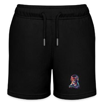Gamer, Gaming, Video Gamer, Zocker, Katze - Kinder Organic Joggingshorts Mini Bolter von Stanley/Stella - Schwarz - Vorne