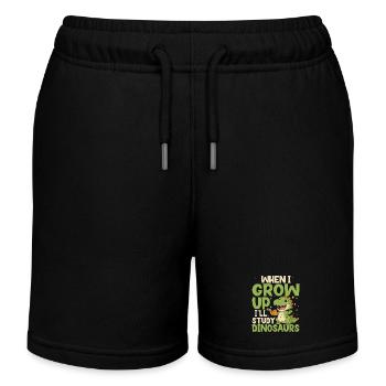 When I grow up, I'll be funny dinosaurs - Kids Organic Sweat Shorts by Stanley/Stella - black - Front