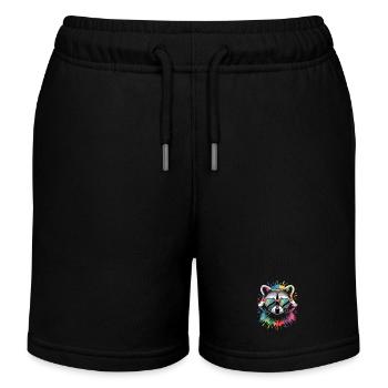 Raccoon Color Explosion - Kids Organic Sweat Shorts by Stanley/Stella - black - Front
