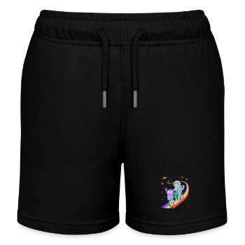 Junge fährt Fahrrad mit Alien-Hemd - Kinder Organic Joggingshorts Mini Bolter von Stanley/Stella - Schwarz - Vorne