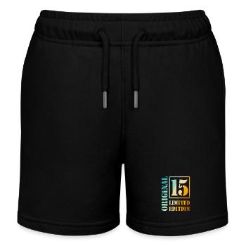 15. Geburtstag Junge Mädchen Teenager Level 15 - Kinder Organic Joggingshorts Mini Bolter von Stanley/Stella - Schwarz - Vorne