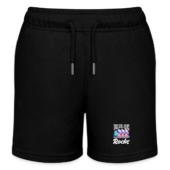 Cette fille adore les roches géologue - collectionneuse de roches - Short de jogging enfant bio Stanley/Stella - noir - Devant