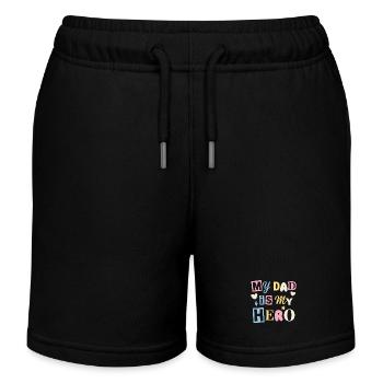 Mon père est mon héros - Douce fête des pères / cadeau d’enfant - Short de jogging enfant bio Stanley/Stella - noir - Devant