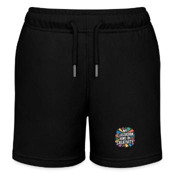 Designer Educator My Classroom Runs Design Teacher - Kids Organic Sweat Shorts by Stanley/Stella - black - Front