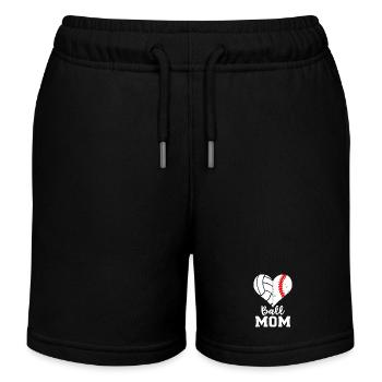 Ball Mom Heart Split - Kids Organic Sweat Shorts by Stanley/Stella - black - Front