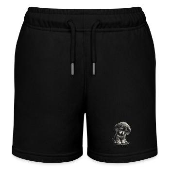 Dachshund Puppy Dog Cute Cute Embarrass Art Sad - Kids Organic Sweat Shorts by Stanley/Stella - black - Front