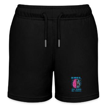Graphique IA mi-humain mi-machine - Short de jogging enfant bio Stanley/Stella - noir - Devant