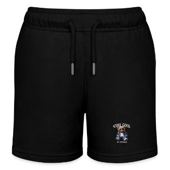 Stay Cool Be Yourself Teddy - Kinder Organic Joggingshorts Mini Bolter von Stanley/Stella - Schwarz - Vorne