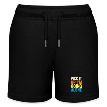 Alone and Bold: Pick It Up-Schriftart - Kinder Organic Joggingshorts Mini Bolter von Stanley/Stella - Schwarz - Vorne