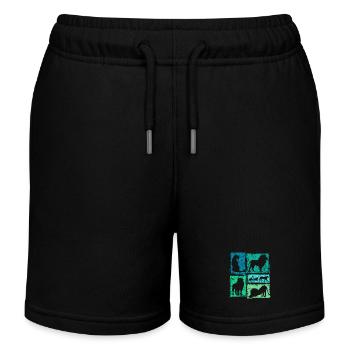 Lions Silhouettes Retro Style Graphic - Kids Organic Sweat Shorts by Stanley/Stella - black - Front