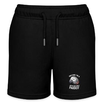 Grey Parrot Sayings Funny Grey Parrot Gift - Kids Organic Sweat Shorts by Stanley/Stella - black - Front