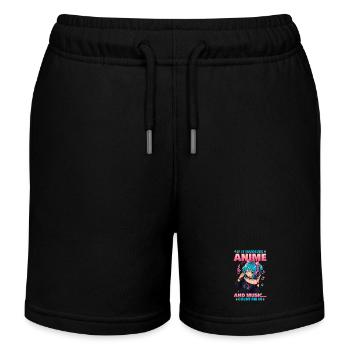 Anime and Music Chibi - Kids Organic Sweat Shorts by Stanley/Stella - black - Front