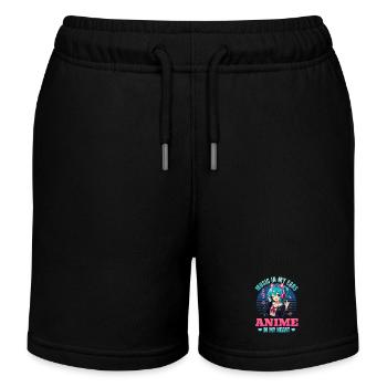 Anime and Music Chibi - Kids Organic Sweat Shorts by Stanley/Stella - black - Front