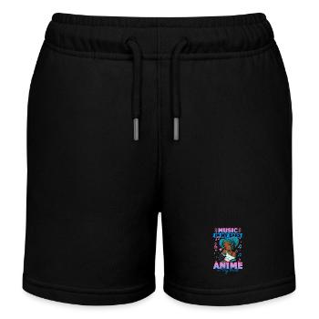 Anime and Music Chibi Black Girl - Kinder Organic Joggingshorts Mini Bolter von Stanley/Stella - Schwarz - Vorne