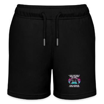 A Day Without Video Games - Kids Organic Sweat Shorts by Stanley/Stella - black - Front