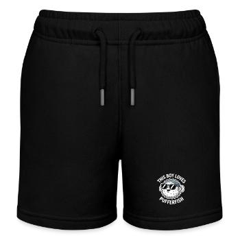 Puffer Fish Sayings Funny Puffer Fish Gift - Kids Organic Sweat Shorts by Stanley/Stella - black - Front