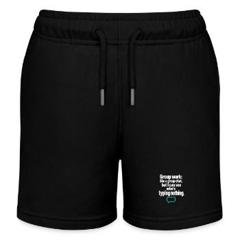 Funny Teacher Group Work Group Chat Typing Nothing - Kids Organic Sweat Shorts by Stanley/Stella - black - Front