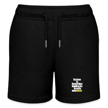 Funny Sysadmin Uptime Joke, IT Guy Server Humor - Kids Organic Sweat Shorts by Stanley/Stella - black - Front