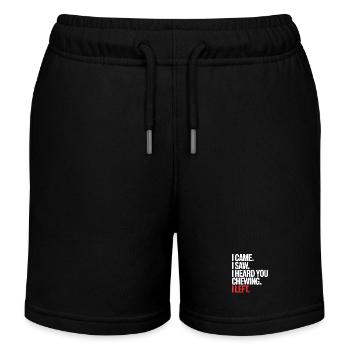 chewing sounds chewing eating sounds smacking chewing chewing - Kids Organic Sweat Shorts by Stanley/Stella - black - Front