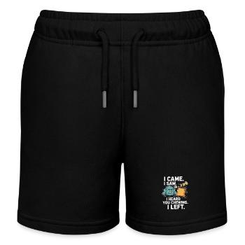 chewing sounds chewing eating sounds smacking chewing chewing - Kids Organic Sweat Shorts by Stanley/Stella - black - Front