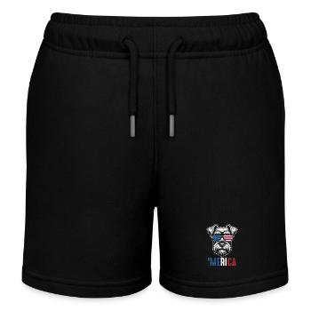 Merica Patriotic Schnauzer American Flag Pride - Kinder Organic Joggingshorts Mini Bolter von Stanley/Stella - Schwarz - Vorne
