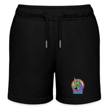 Death Metal – Zombie Einhorn Cartoon - Kinder Organic Joggingshorts Mini Bolter von Stanley/Stella - Schwarz - Vorne