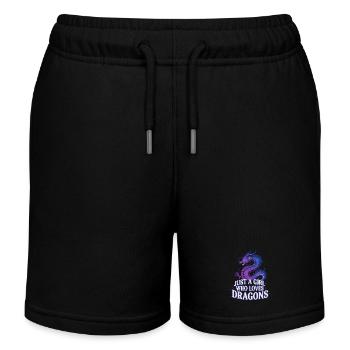 Drachenliebe: Girl liebt Drachen - Kinder Organic Joggingshorts Mini Bolter von Stanley/Stella - Schwarz - Vorne