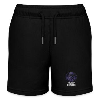 Mädchen liebt Drachen Grafik - Kinder Organic Joggingshorts Mini Bolter von Stanley/Stella - Schwarz - Vorne