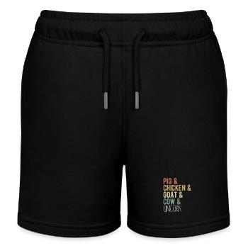 Schwein, Huhn, Ziegen, Kuh, Einhorn, Snillfarm - Kinder Organic Joggingshorts Mini Bolter von Stanley/Stella - Schwarz - Vorne