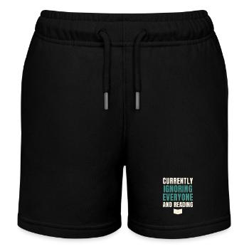 Currently Ignoring Everyone And Reading - Kids Organic Sweat Shorts by Stanley/Stella - black - Front