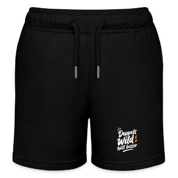 Doppelt Wild hält besser – Spruch für Paare - Kinder Organic Joggingshorts Mini Bolter von Stanley/Stella - Schwarz - Vorne