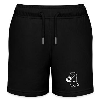 Cuddly Ghost with Eye Balloon - Kids Organic Sweat Shorts by Stanley/Stella - black - Front