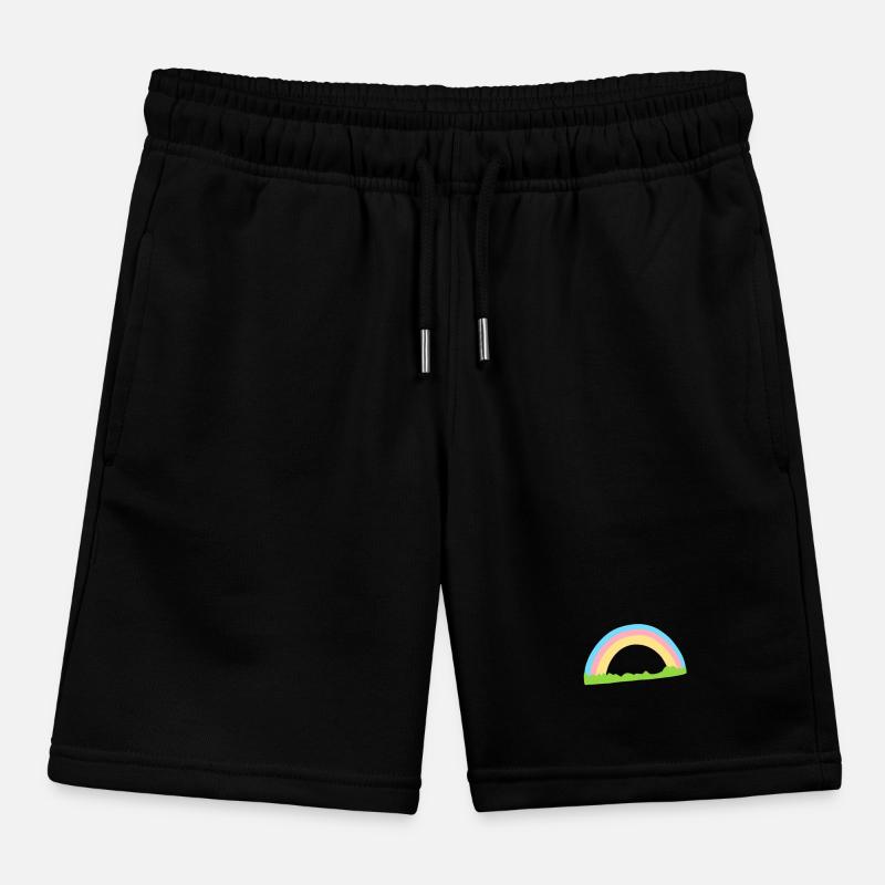 Rainbow Symbol Shape Grass Line Kids Organic Sweat Shorts by Stanley/Stella